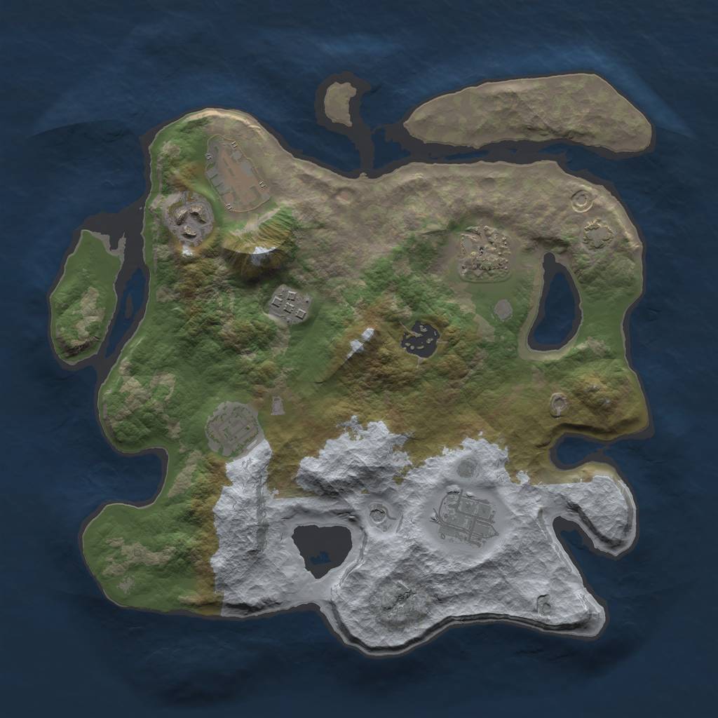 Rust Map: Barren, Size: 3000, Seed: 7738, 11 Monuments