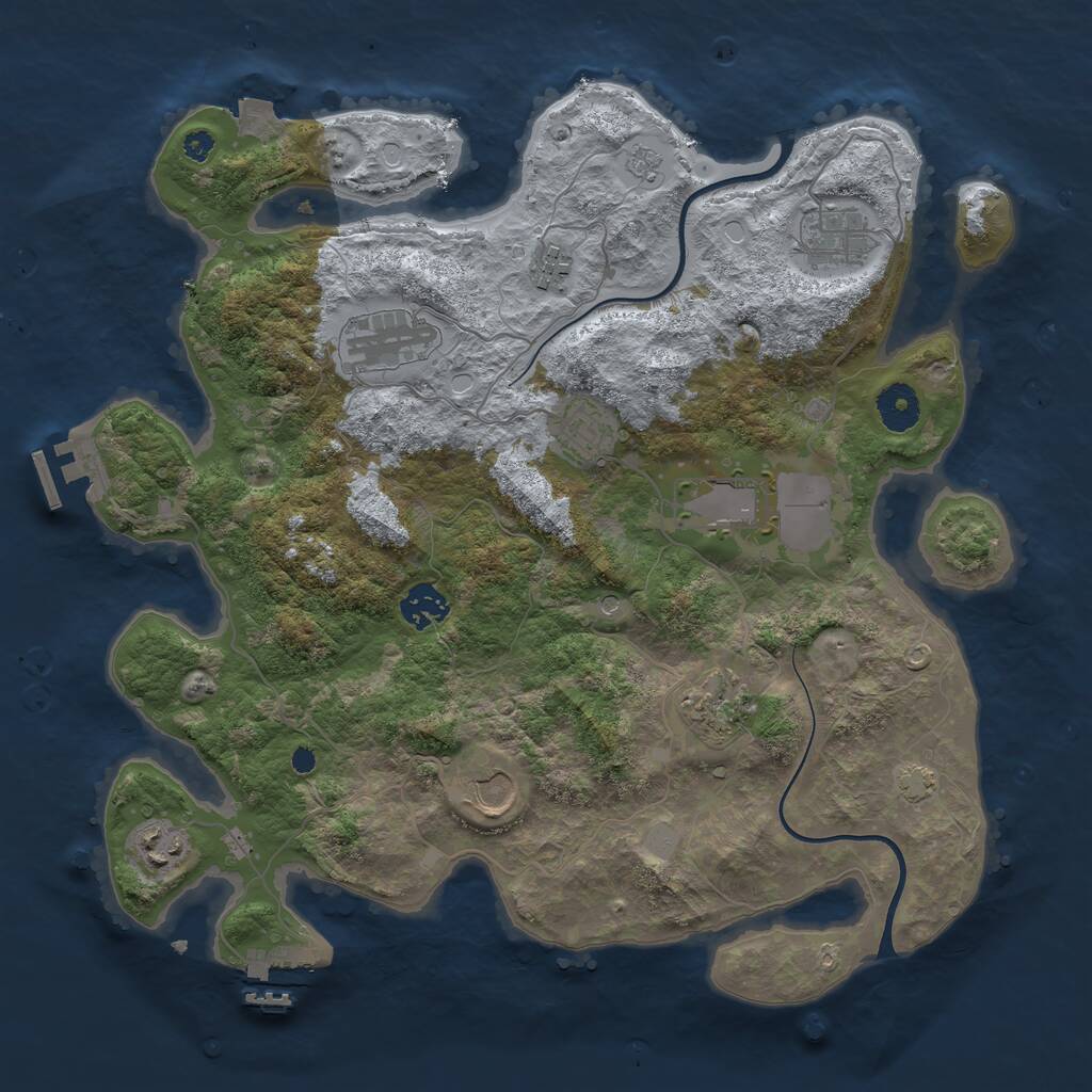 Rust Map: Procedural Map, Size: 3650, Seed: 44548256, 15 Monuments
