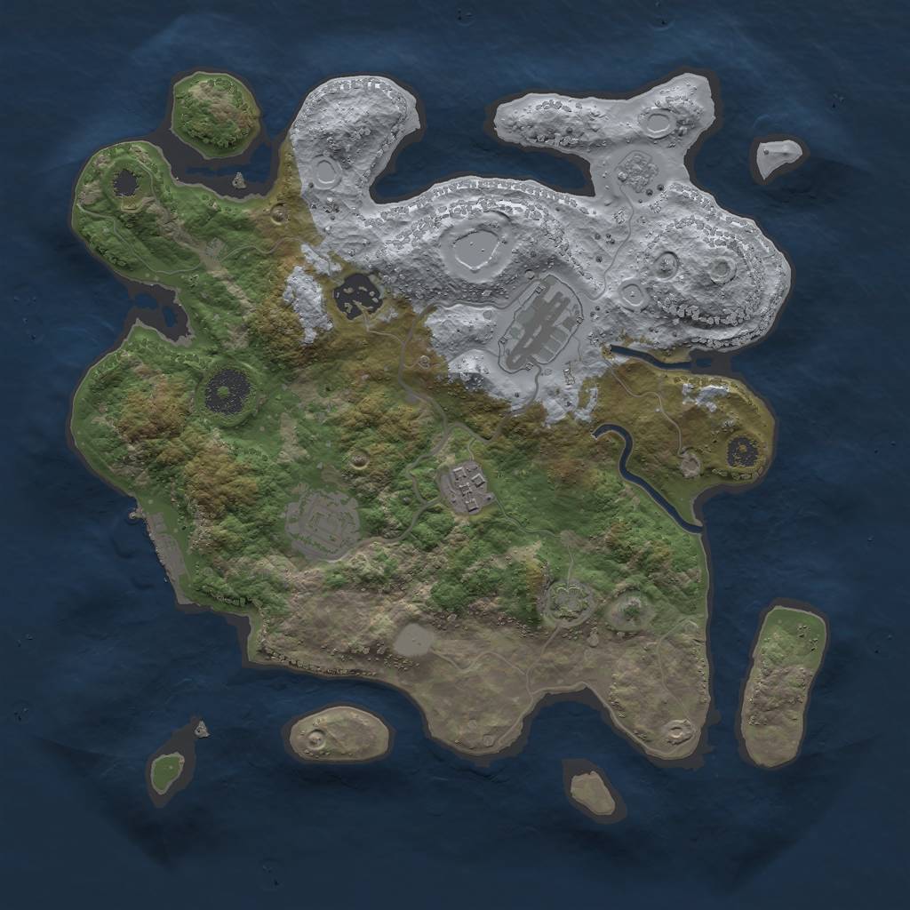 Rust Map: Procedural Map, Size: 3000, Seed: 1954111738, 10 Monuments