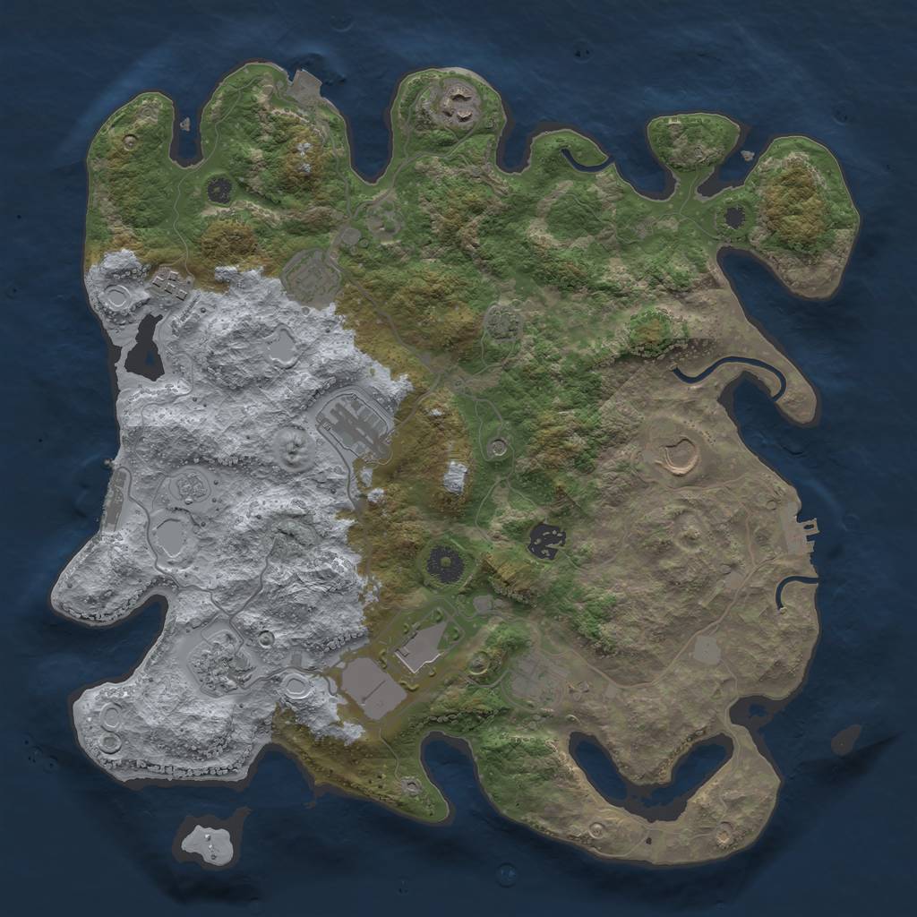 Rust Map: Procedural Map, Size: 3750, Seed: 11175687, 17 Monuments