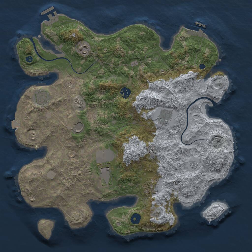 Rust Map: Procedural Map, Size: 3600, Seed: 97654012, 14 Monuments