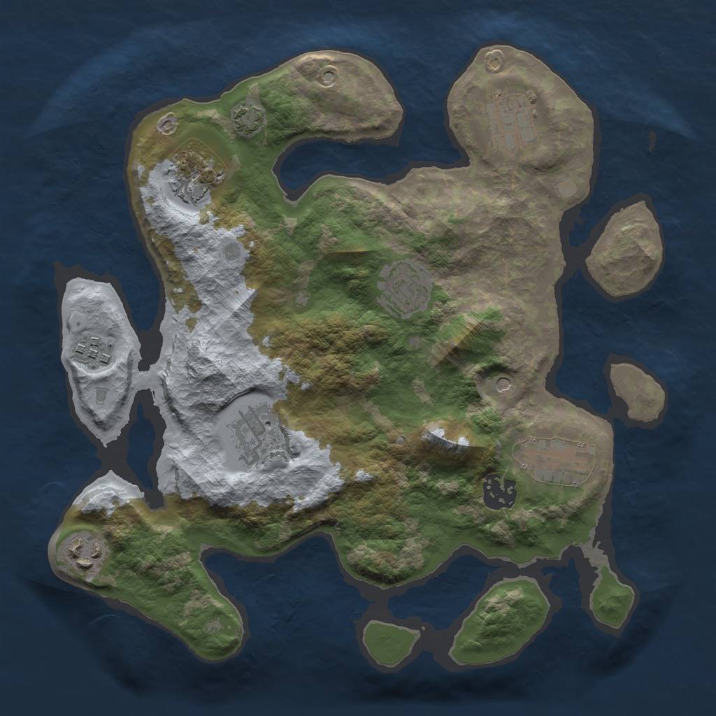 Rust Map: Barren, Size: 3000, Seed: 186230741, 12 Monuments