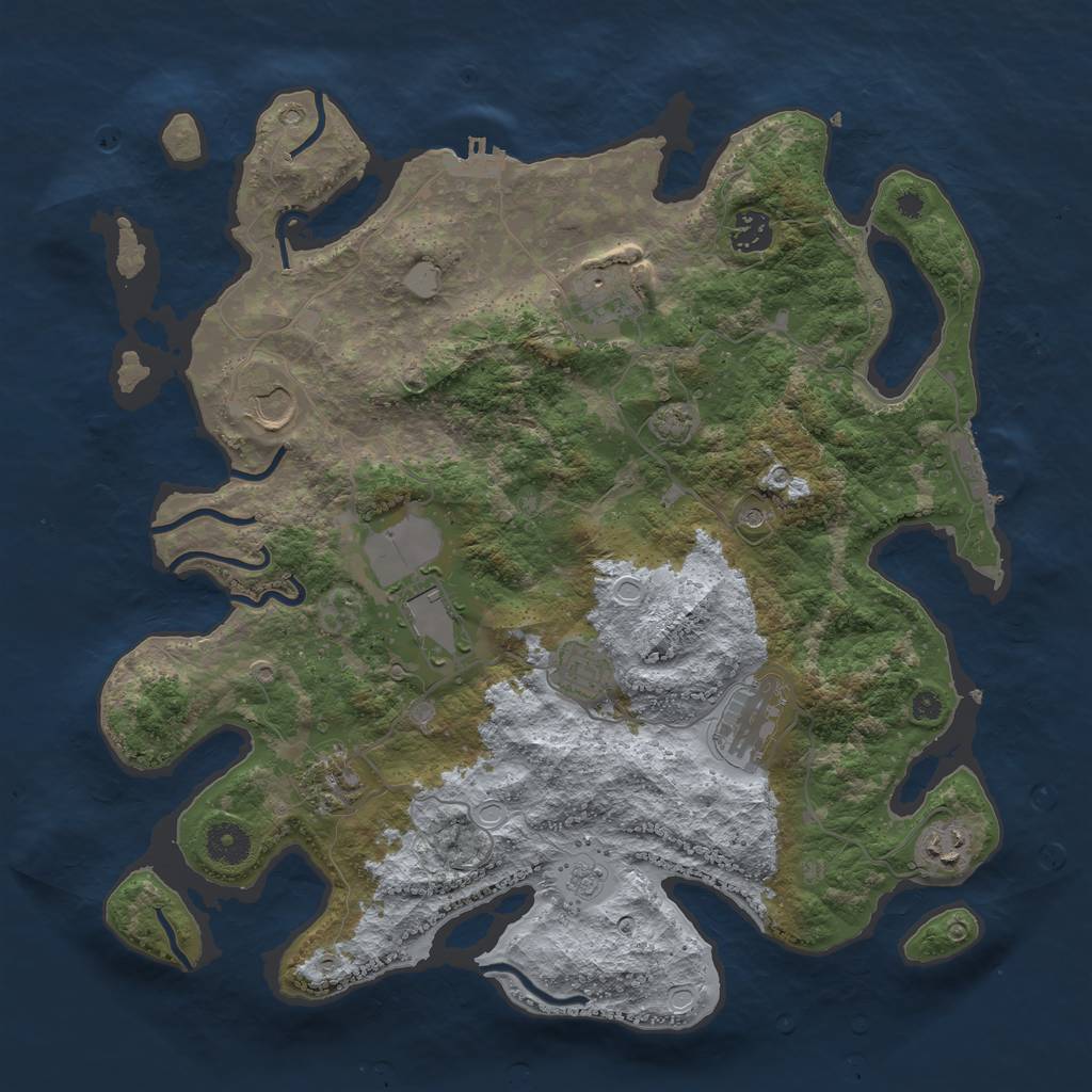 Rust Map: Procedural Map, Size: 3800, Seed: 2815327, 16 Monuments