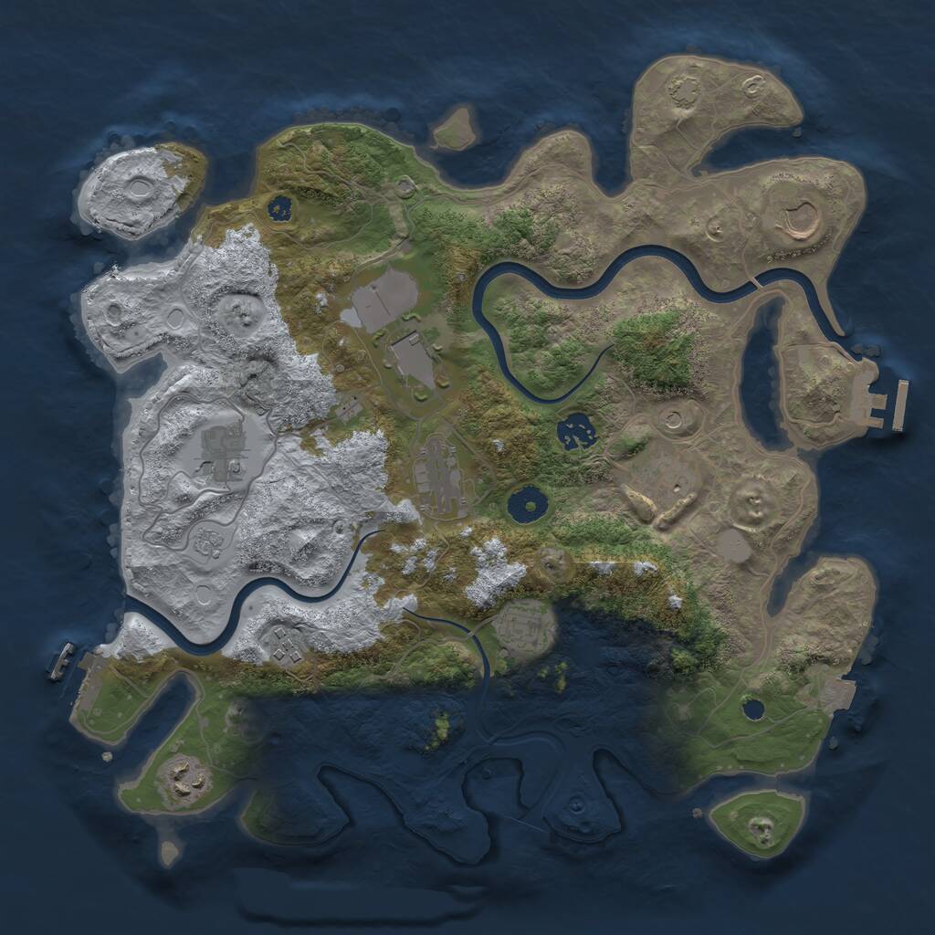 Rust Map: Procedural Map, Size: 3700, Seed: 25520501, 15 Monuments