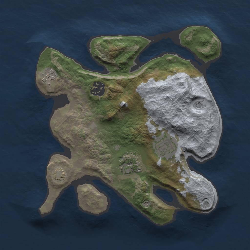 Rust Map: Barren, Size: 2500, Seed: 427117243, 8 Monuments
