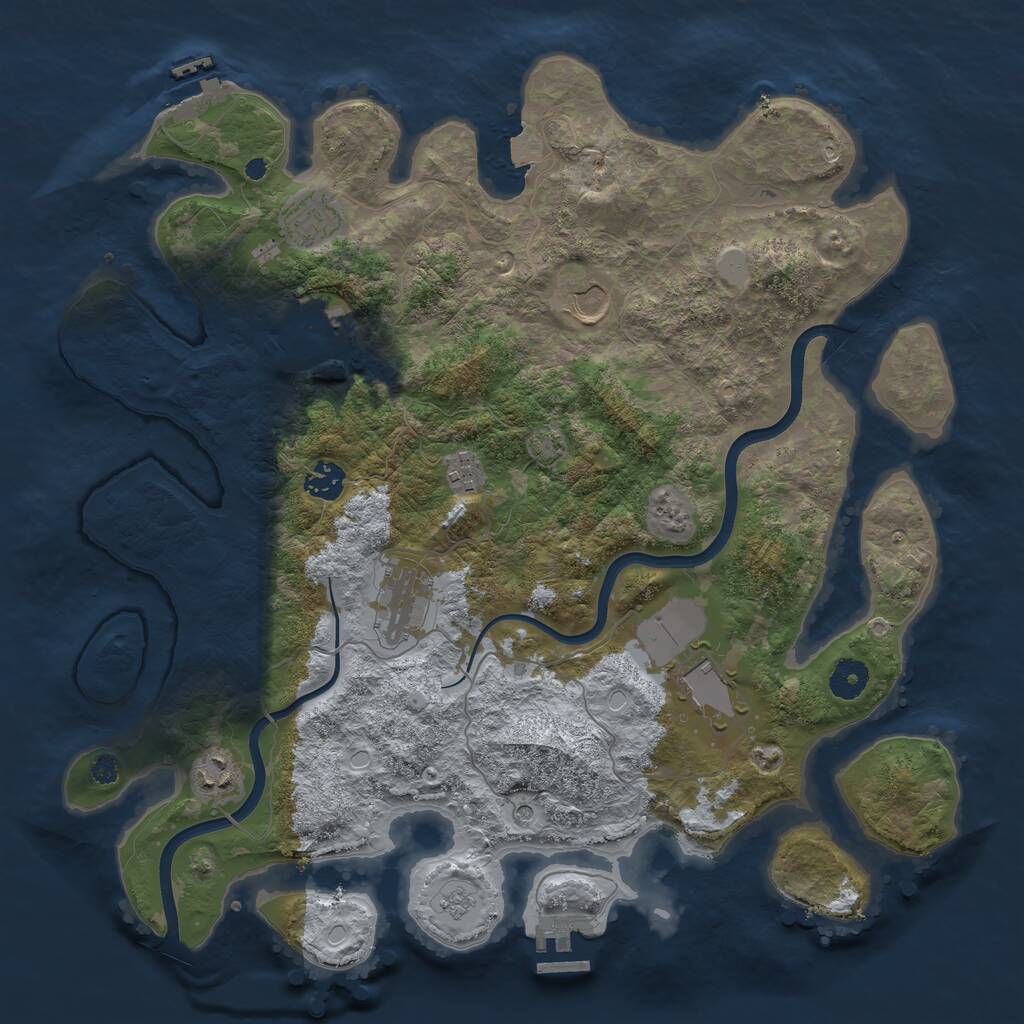 Rust Map: Procedural Map, Size: 3900, Seed: 10810868, 14 Monuments