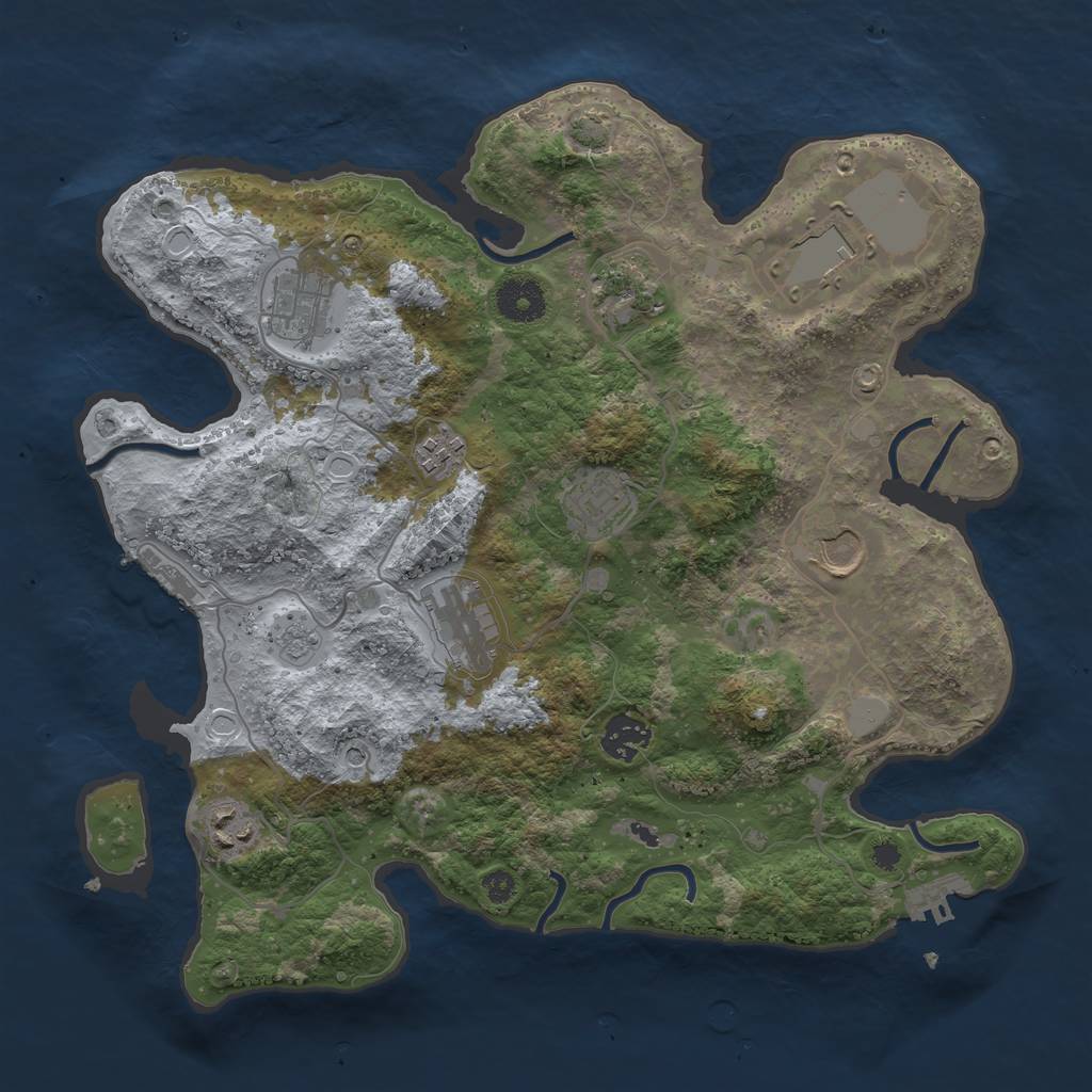 Rust Map: Procedural Map, Size: 3500, Seed: 2110658910, 17 Monuments