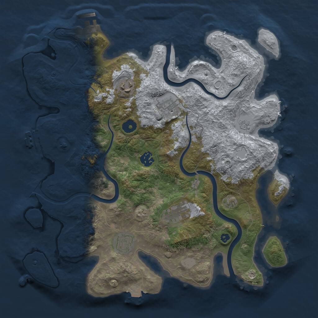 Rust Map: Procedural Map, Size: 3500, Seed: 607406595, 9 Monuments