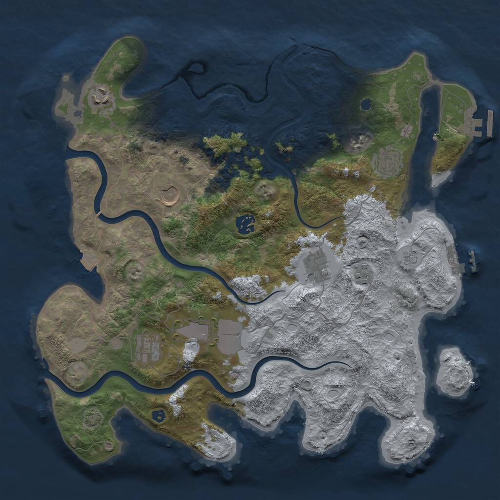 Rust Map: Procedural Map, Size: 3750, Seed: 62609046, 14 Monuments