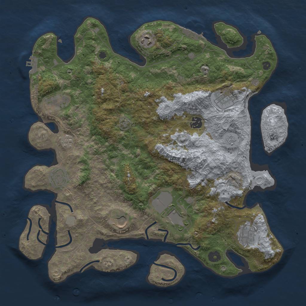 Rust Map: Procedural Map, Size: 3800, Seed: 71562669, 17 Monuments
