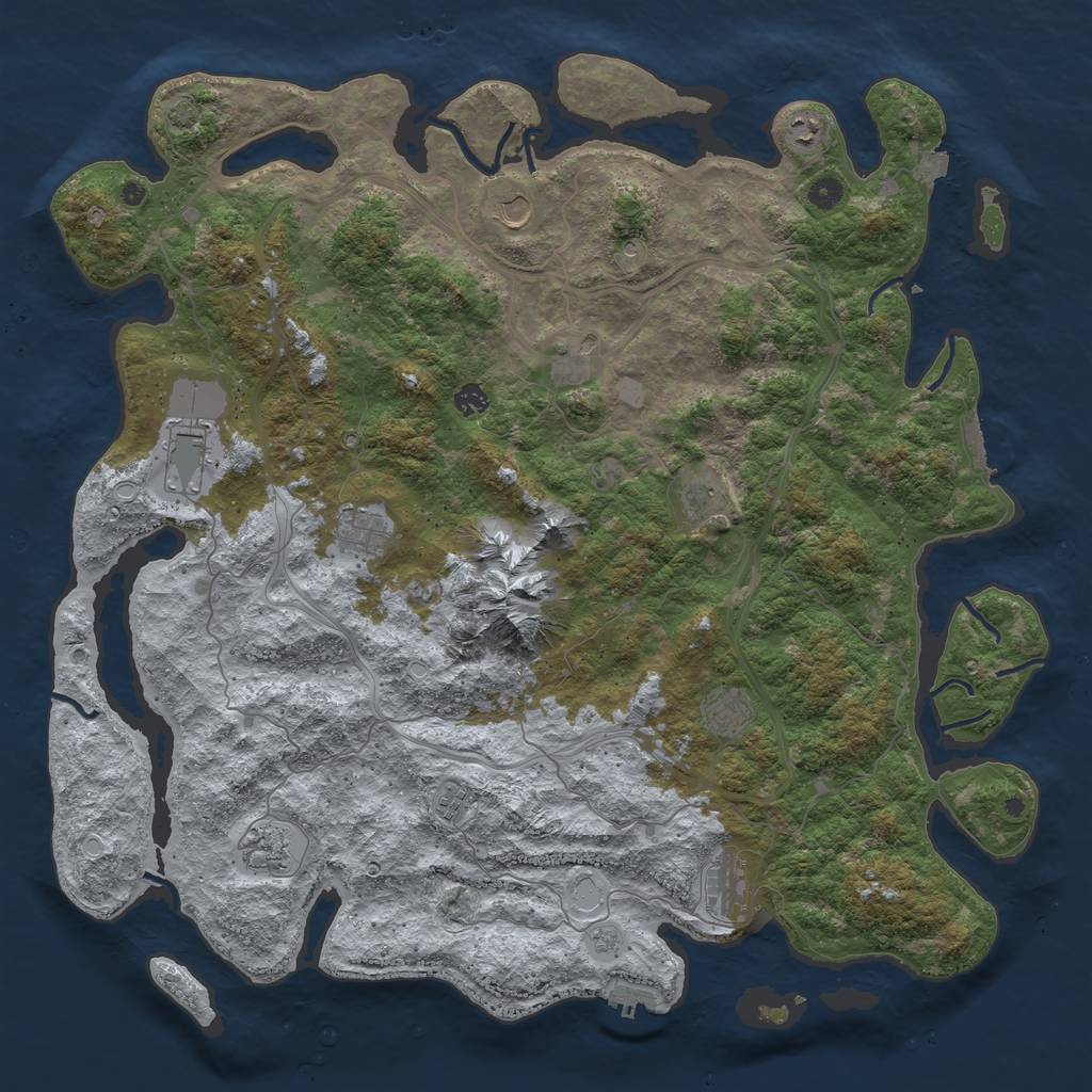 Rust Map: Procedural Map, Size: 5001, Seed: 1040738447, 19 Monuments