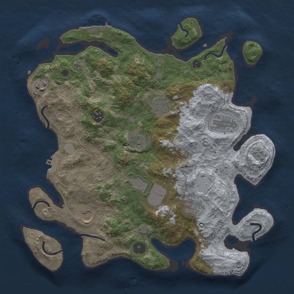 Rust Map: Procedural Map, Size: 3600, Seed: 78407010, 17 Monuments