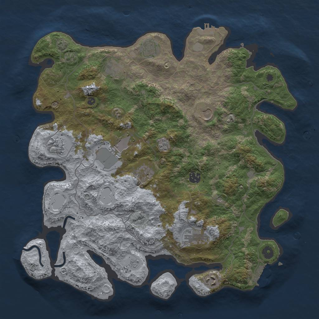 Rust Map: Procedural Map, Size: 4000, Seed: 13217313, 18 Monuments
