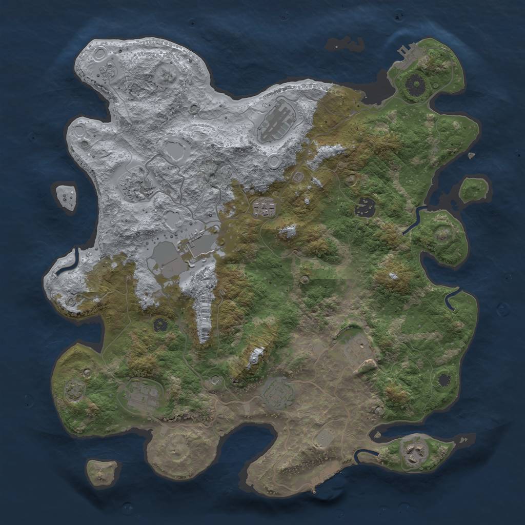Rust Map: Procedural Map, Size: 3800, Seed: 72033512, 17 Monuments