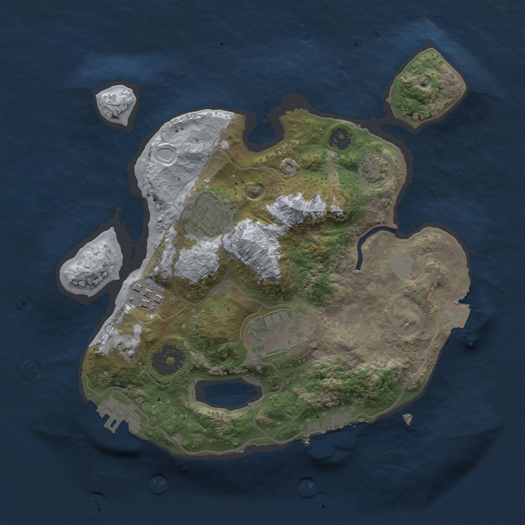 Rust Map: Procedural Map, Size: 2500, Seed: 470981016, 9 Monuments