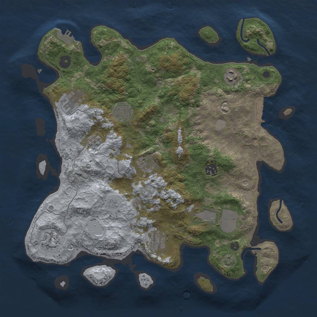 Rust Map: Procedural Map, Size: 3750, Seed: 1958876336, 17 Monuments