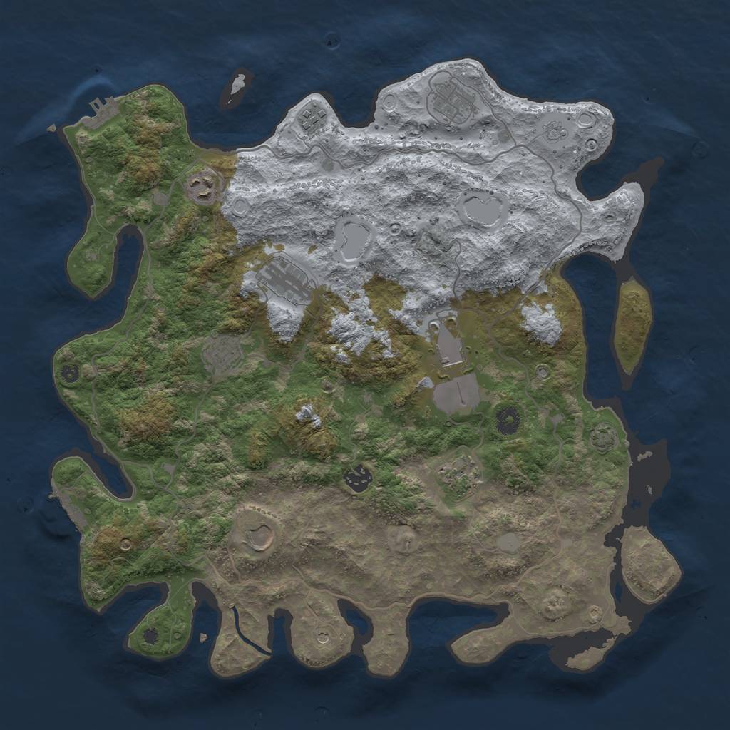 Rust Map: Procedural Map, Size: 4100, Seed: 63769396, 17 Monuments