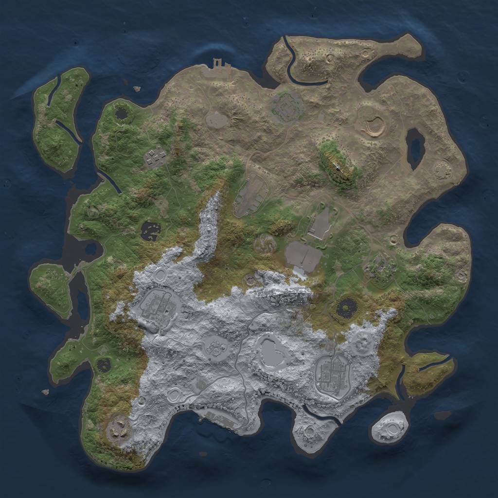 Rust Map: Procedural Map, Size: 3700, Seed: 1377772742, 18 Monuments