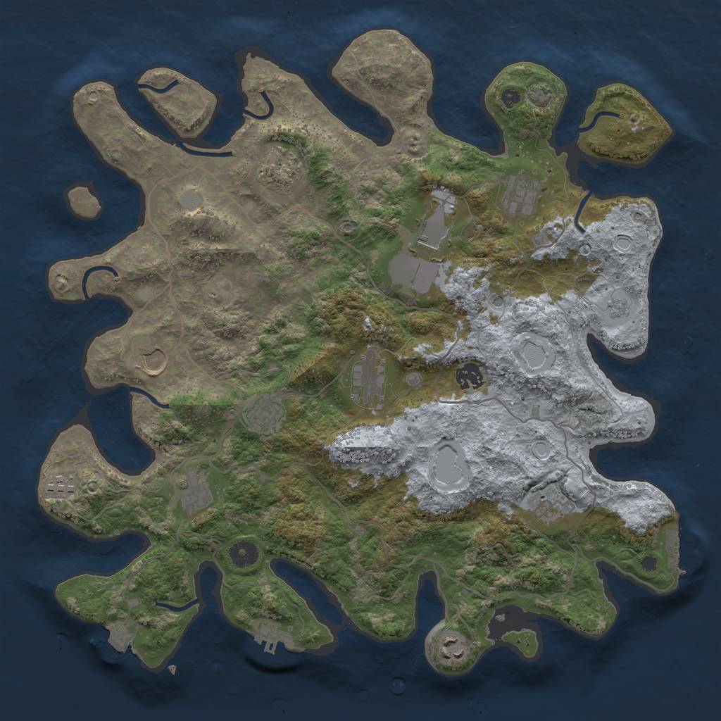 Rust Map: Procedural Map, Size: 4000, Seed: 1692214111, 19 Monuments