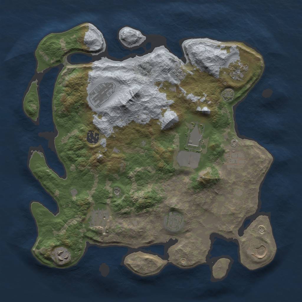 Rust Map: Barren, Size: 3500, Seed: 1791958662, 14 Monuments