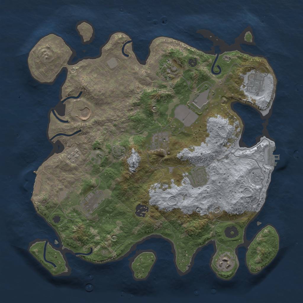 Rust Map: Procedural Map, Size: 3500, Seed: 18536958, 18 Monuments