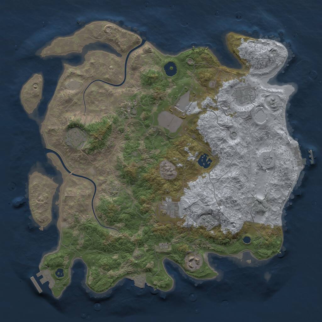 Rust Map: Procedural Map, Size: 3600, Seed: 2850, 14 Monuments
