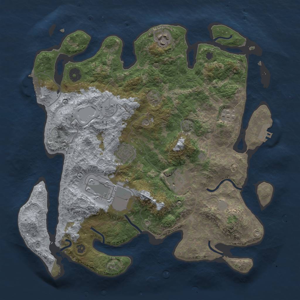Rust Map: Procedural Map, Size: 3500, Seed: 23918553, 13 Monuments