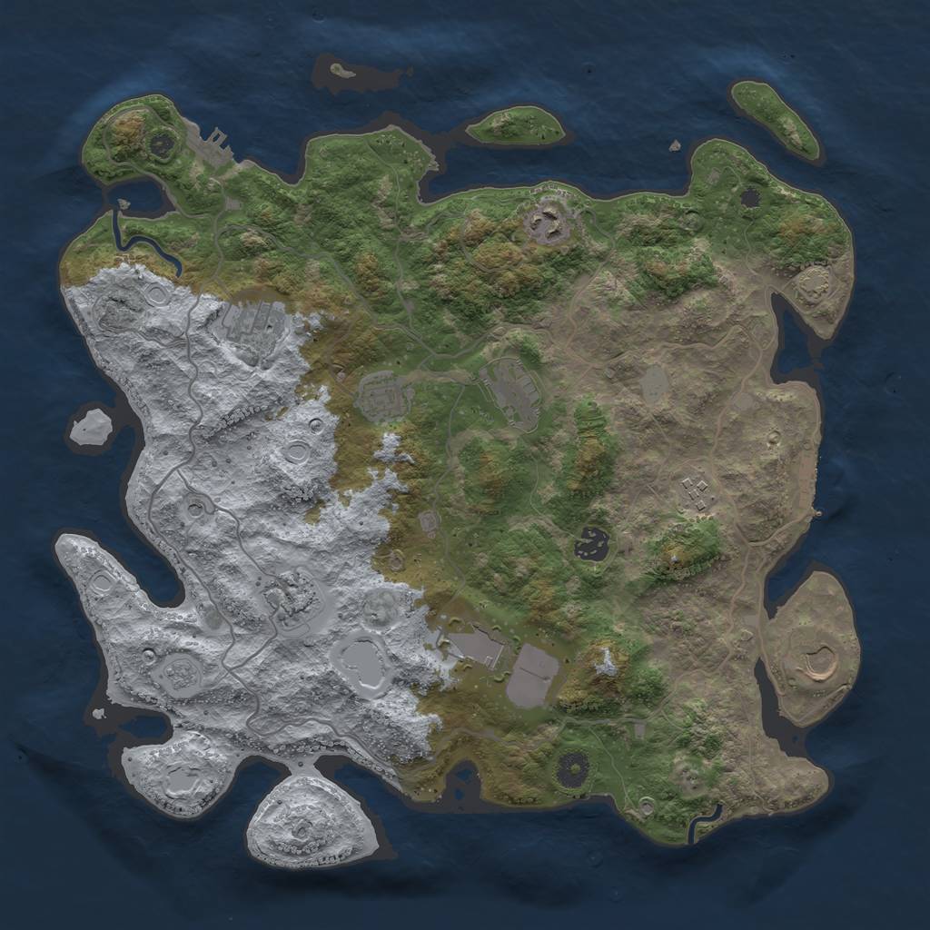 Rust Map: Procedural Map, Size: 4000, Seed: 440857199, 17 Monuments