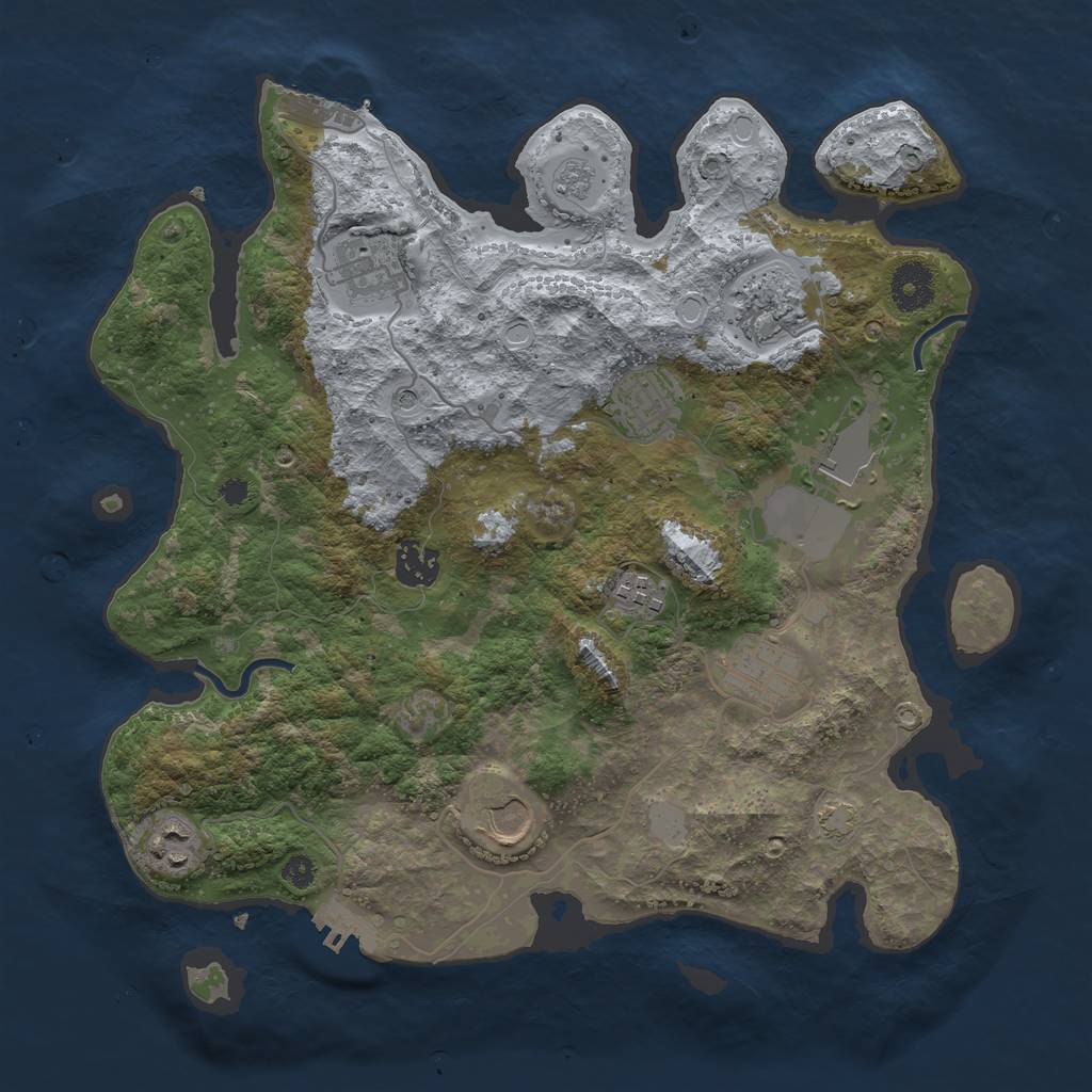 Rust Map: Procedural Map, Size: 3500, Seed: 1862544967, 17 Monuments