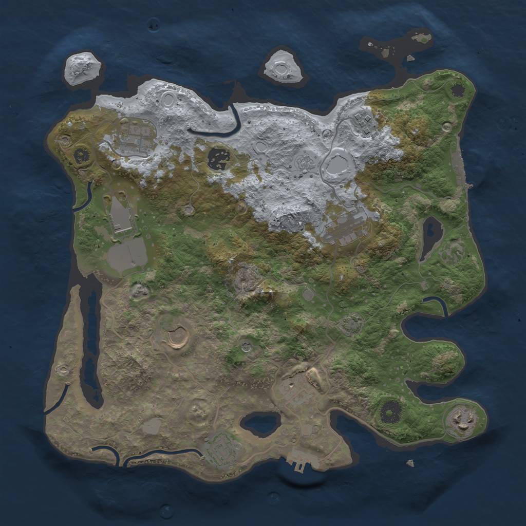 Rust Map: Procedural Map, Size: 3500, Seed: 1353811753, 17 Monuments