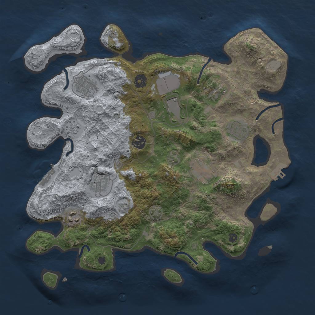 Rust Map: Procedural Map, Size: 3500, Seed: 27650673, 16 Monuments