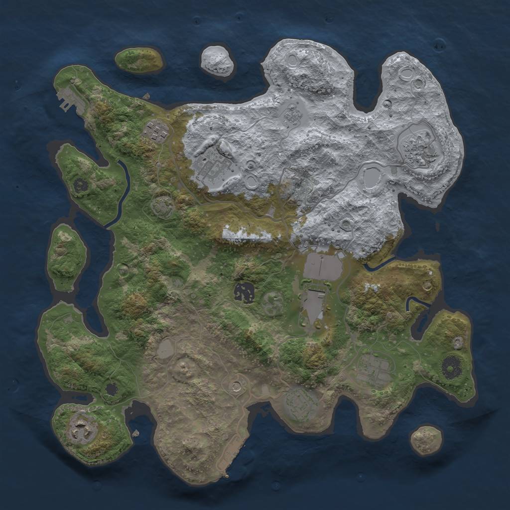Rust Map: Procedural Map, Size: 3500, Seed: 995916476, 16 Monuments