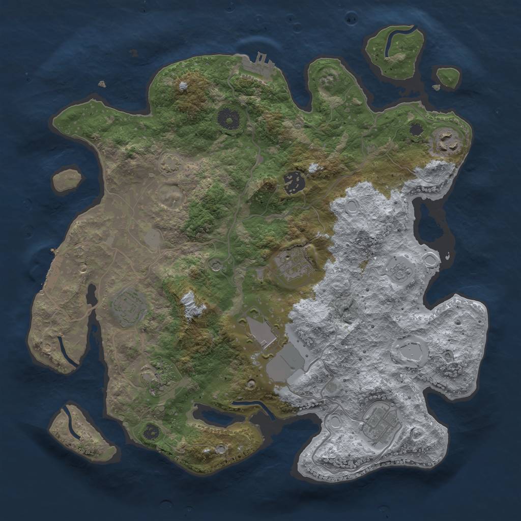 Rust Map: Procedural Map, Size: 3500, Seed: 33348595, 15 Monuments