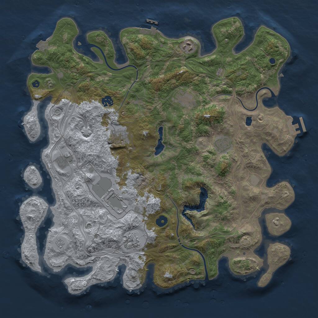 Rust Map: Procedural Map, Size: 4250, Seed: 16504907, 14 Monuments