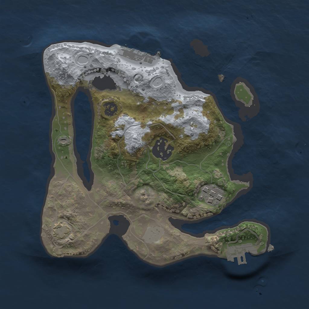 Rust Map: Procedural Map, Size: 2200, Seed: 80155246, 8 Monuments