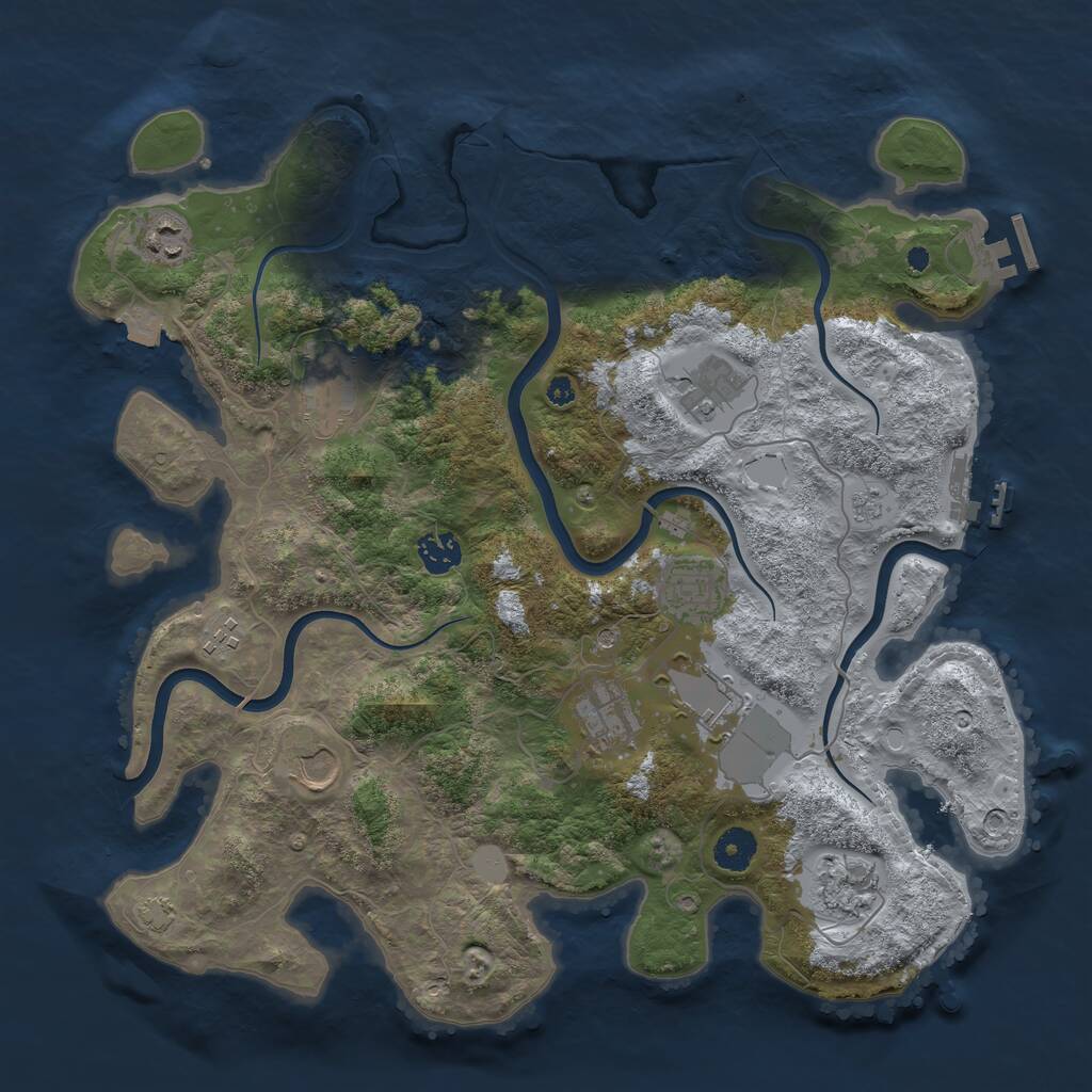 Rust Map: Procedural Map, Size: 3850, Seed: 76530569, 16 Monuments