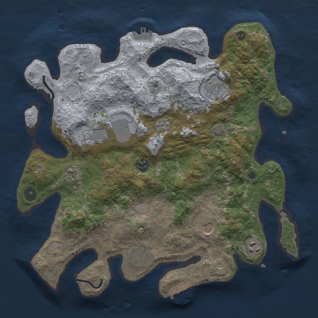 Rust Map: Procedural Map, Size: 3600, Seed: 31059892, 16 Monuments