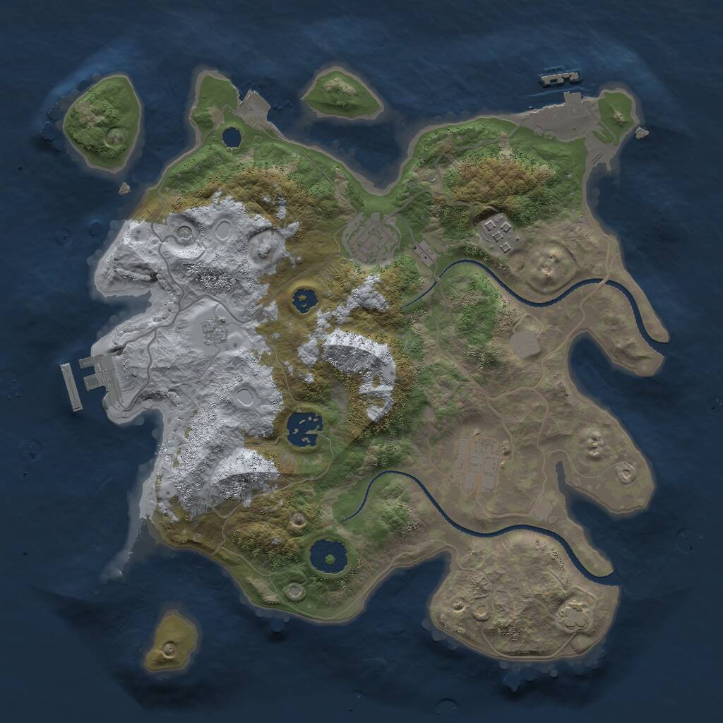 Rust Map: Procedural Map, Size: 3000, Seed: 14816, 10 Monuments