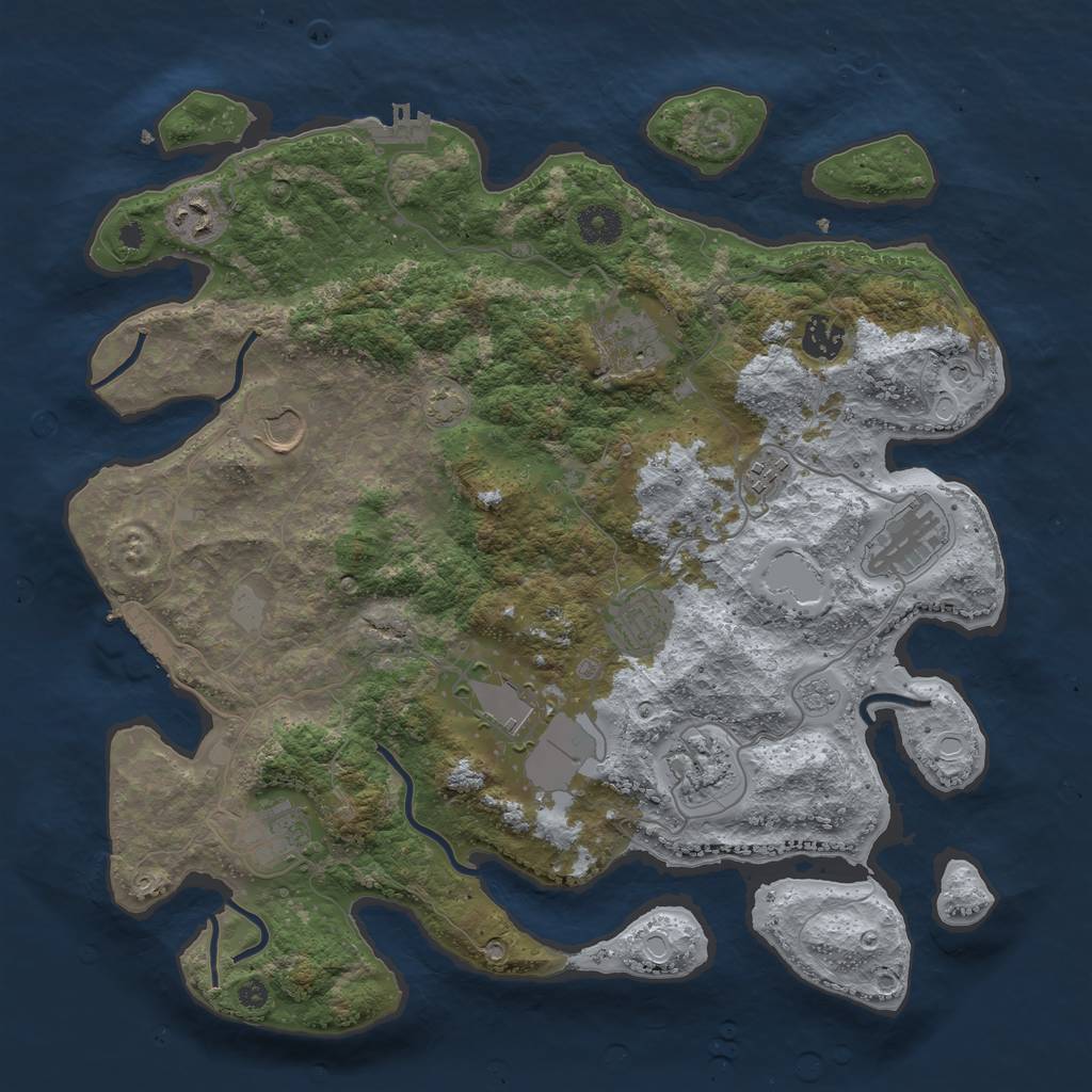 Rust Map: Procedural Map, Size: 3800, Seed: 2946423, 18 Monuments