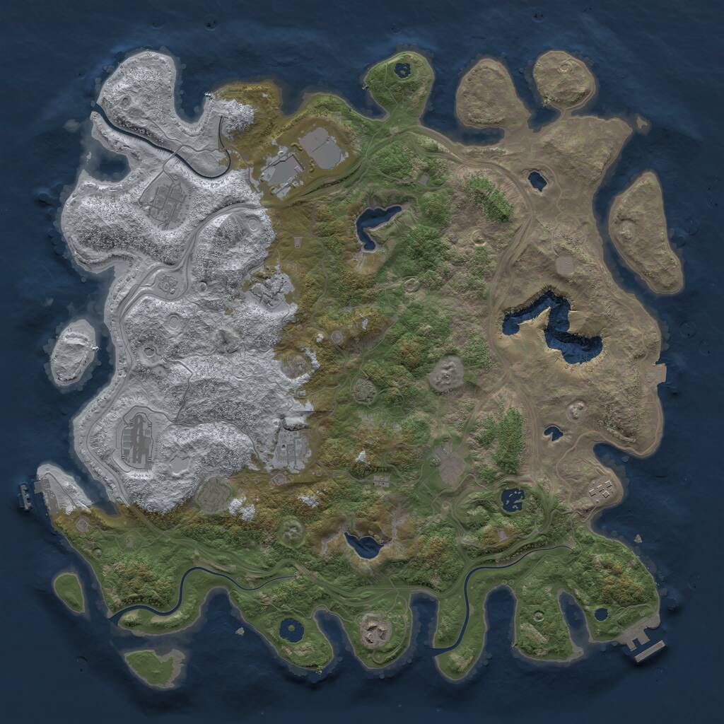 Rust Map: Procedural Map, Size: 4500, Seed: 36987, 16 Monuments