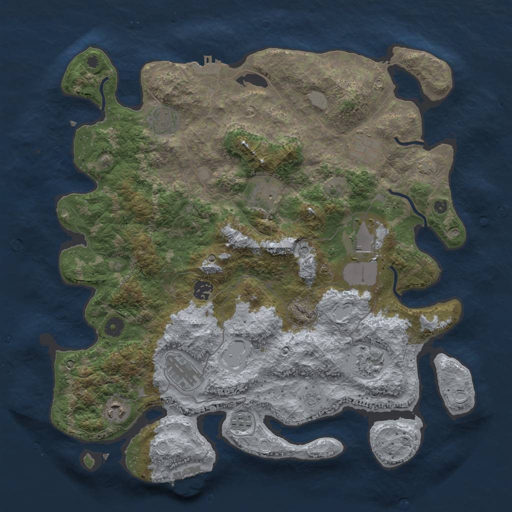 Rust Map: Procedural Map, Size: 3950, Seed: 10615433, 17 Monuments