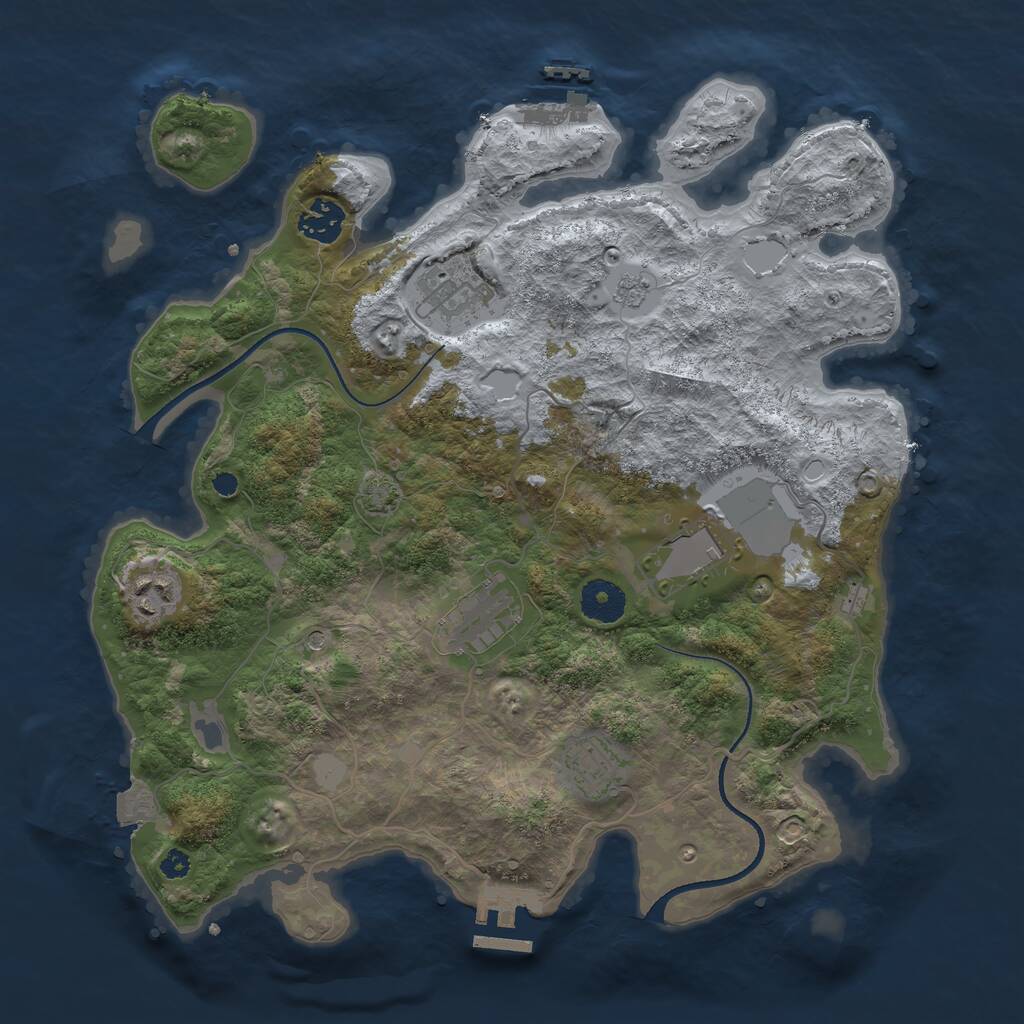 Rust Map: Procedural Map, Size: 3500, Seed: 32189000, 12 Monuments