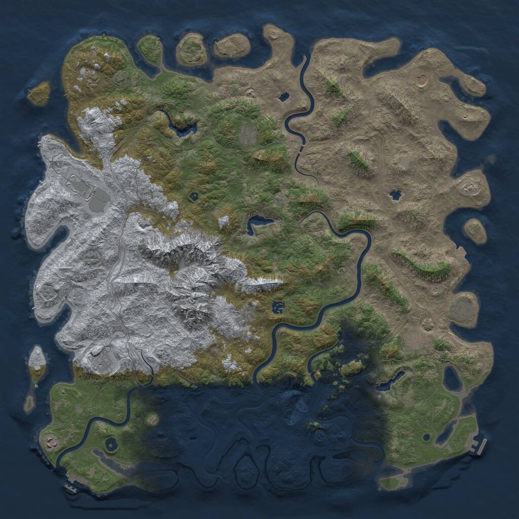 Rust Map: Procedural Map, Size: 6000, Seed: 888523496, 17 Monuments