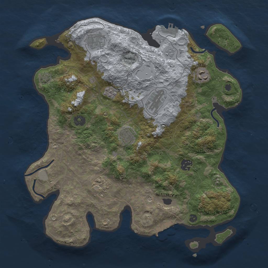 Rust Map: Procedural Map, Size: 3450, Seed: 19774036, 15 Monuments