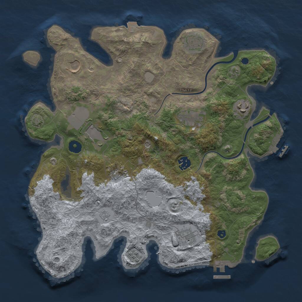 Rust Map: Procedural Map, Size: 3550, Seed: 12636175, 15 Monuments