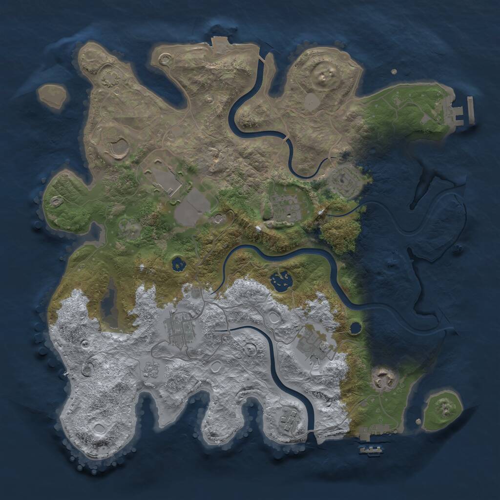 Rust Map: Procedural Map, Size: 3550, Seed: 12636175, 15 Monuments