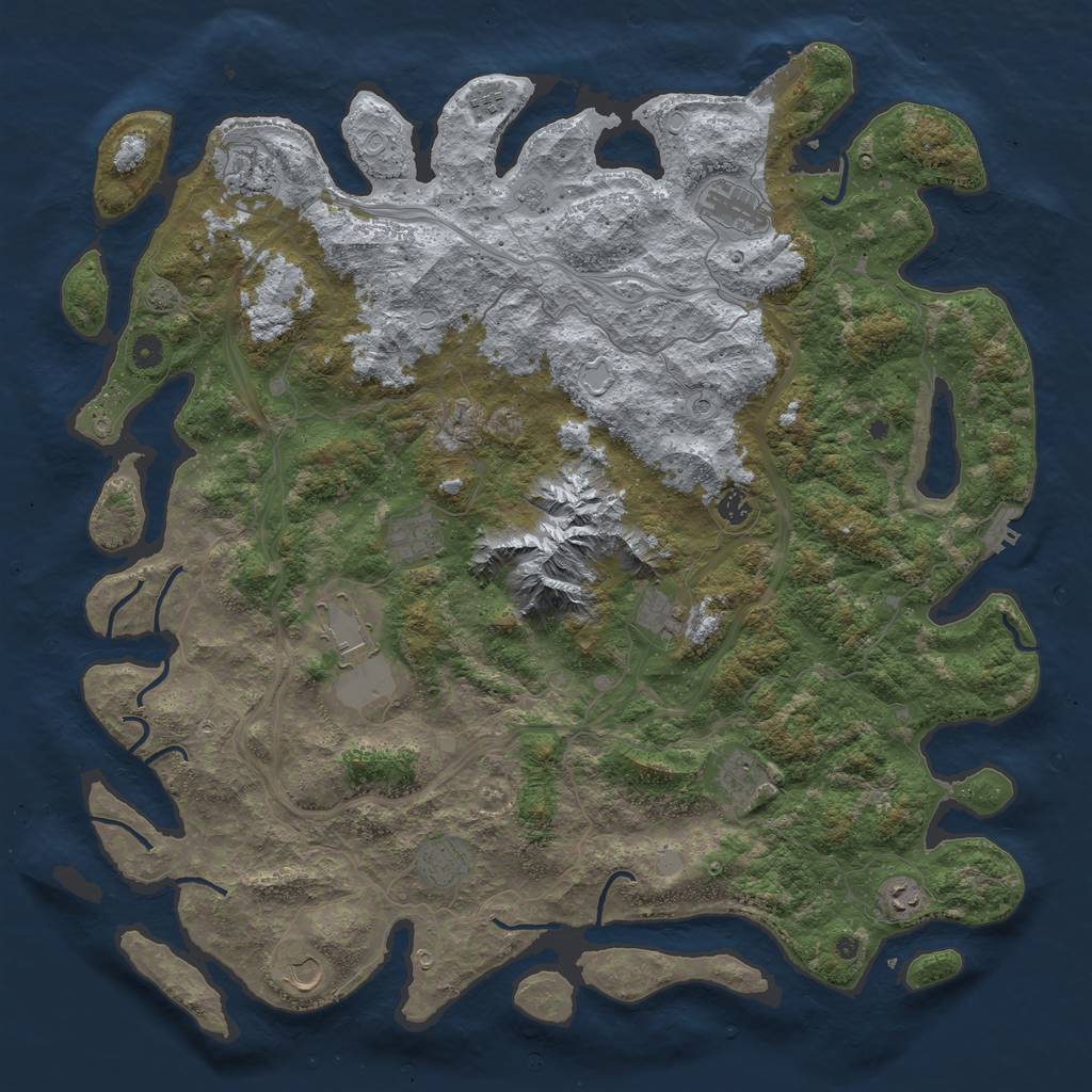 Rust Map: Procedural Map, Size: 5000, Seed: 242865042, 19 Monuments