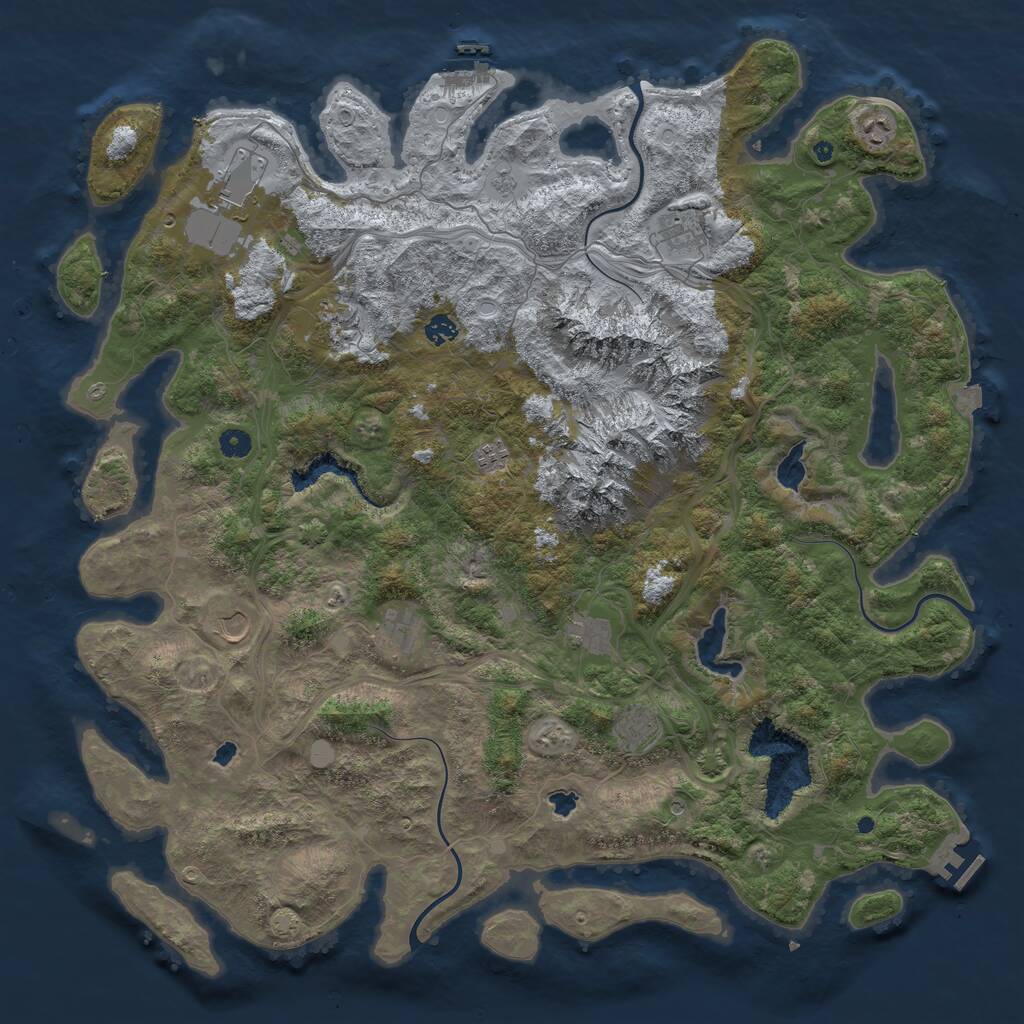 Rust Map: Procedural Map, Size: 5000, Seed: 242865042, 16 Monuments