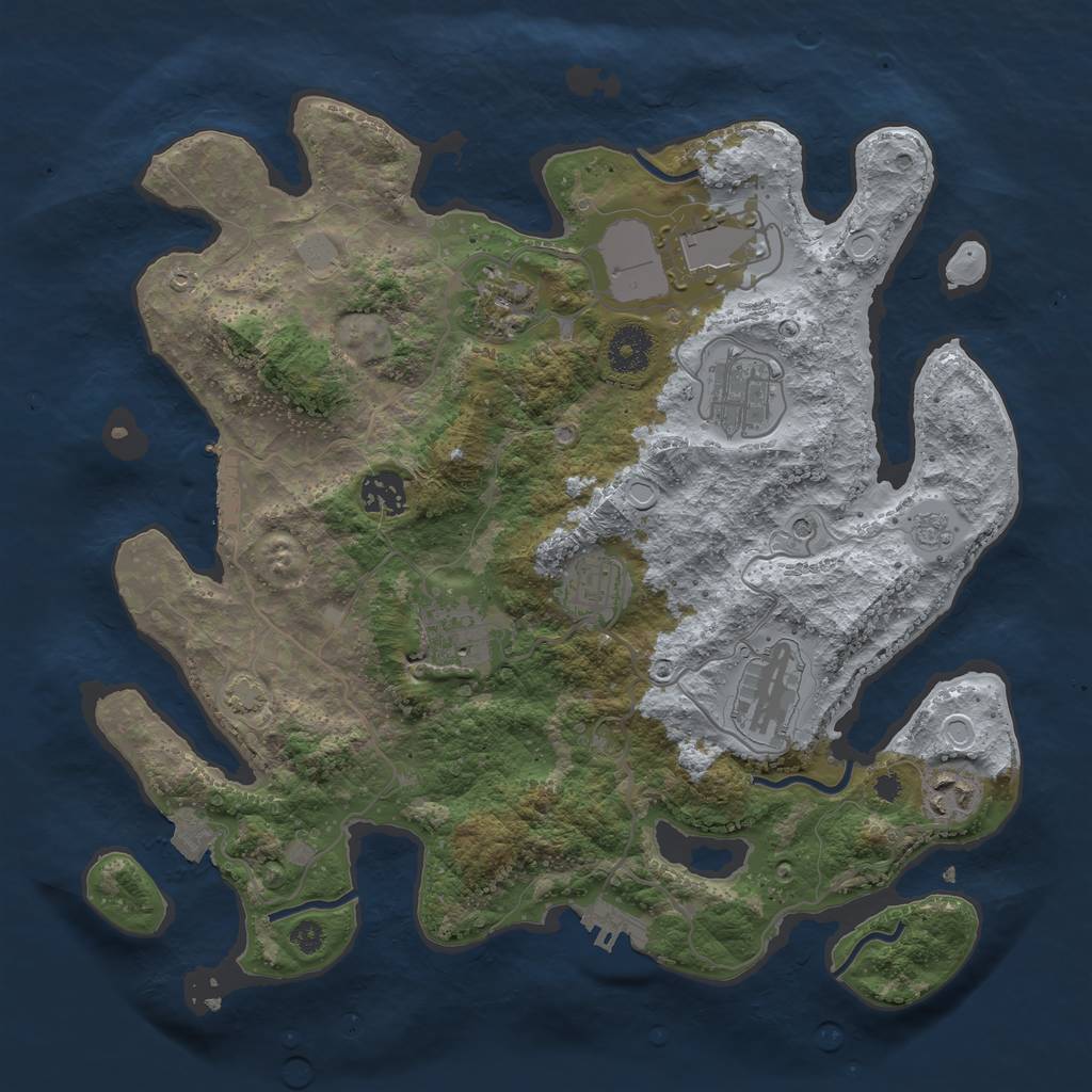 Rust Map: Procedural Map, Size: 3500, Seed: 1235454, 16 Monuments