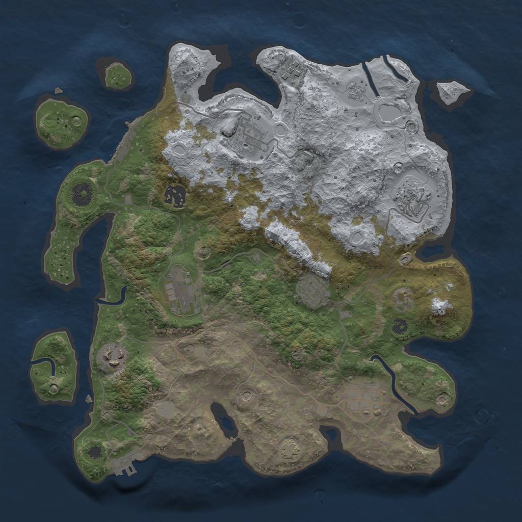 Rust Map: Procedural Map, Size: 3450, Seed: 83872607, 16 Monuments